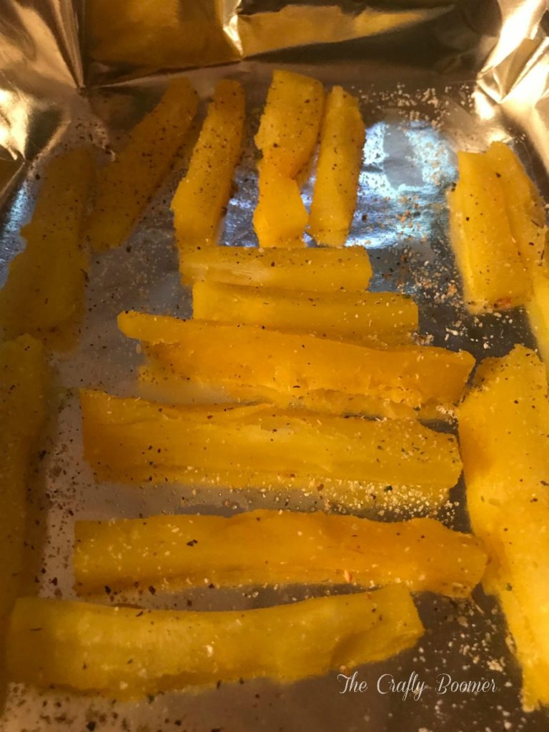 Baked and seasoned yuca fries