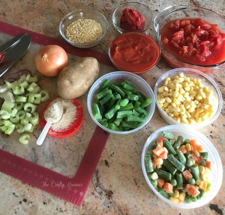 Ingredients need for turkey vegetable soup.