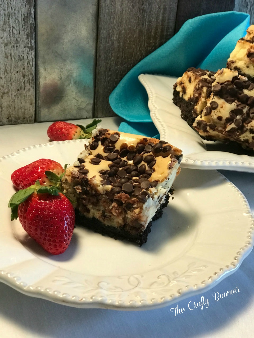 Decadent rich Oreo Chocolate Chips Cheesecake Bars are a chocolate lovers dreams.