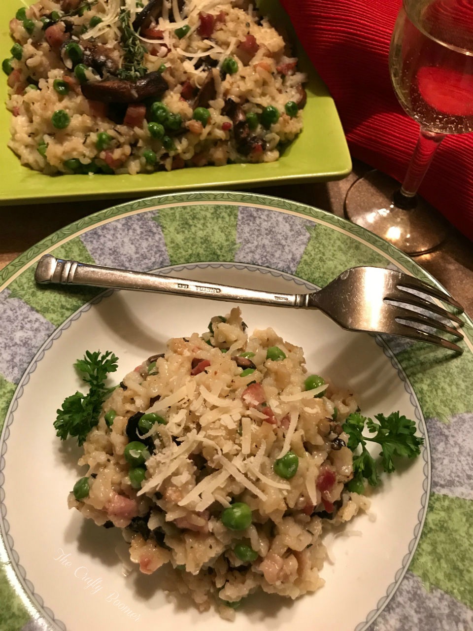 Risotto with Pancetta and vegetables offer a full meal on a plate. It's filled with healthy vegetables while easy to prepare.