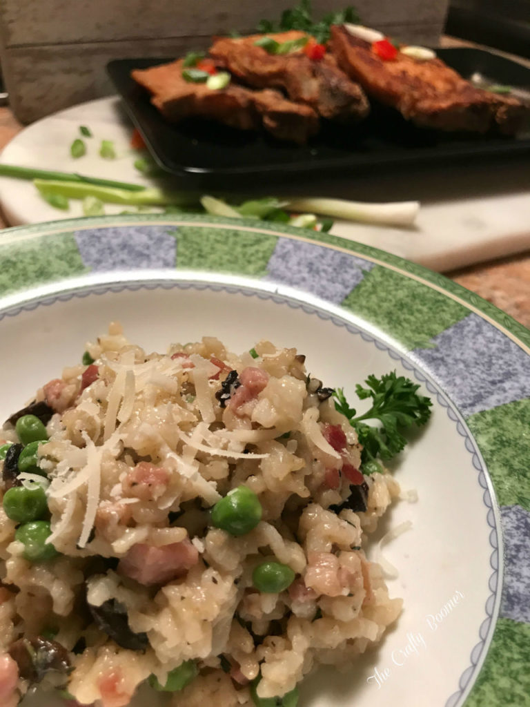 Risotto with Pancetta and vegetables offer a full meal on a plate. It's filled with healthy vegetables while easy to prepare.