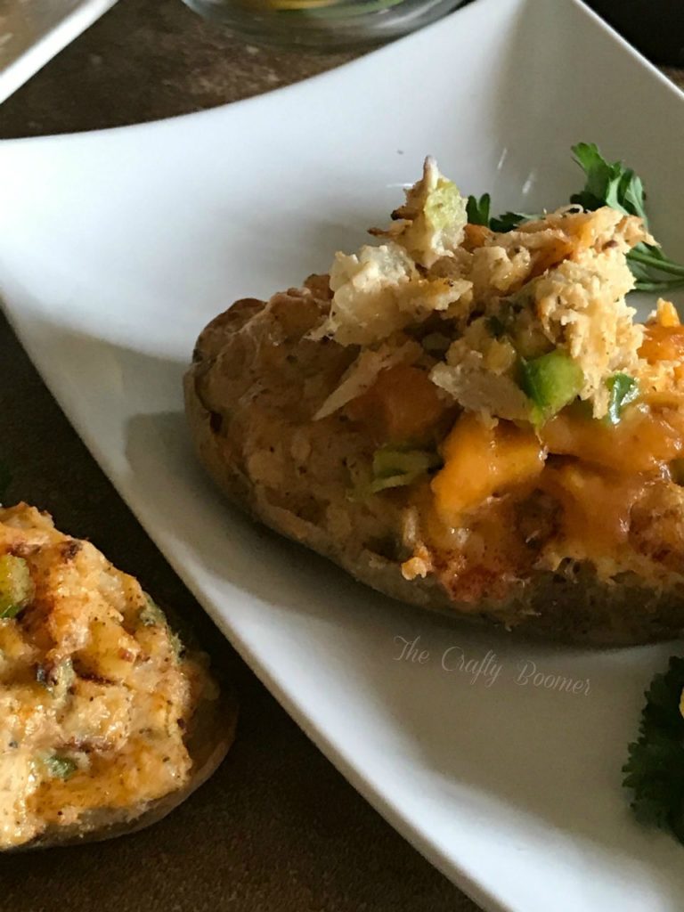 Crab Imperial Stuffed Potatoes contains sweet flaky chunks of crab substantial enough for a main meal.