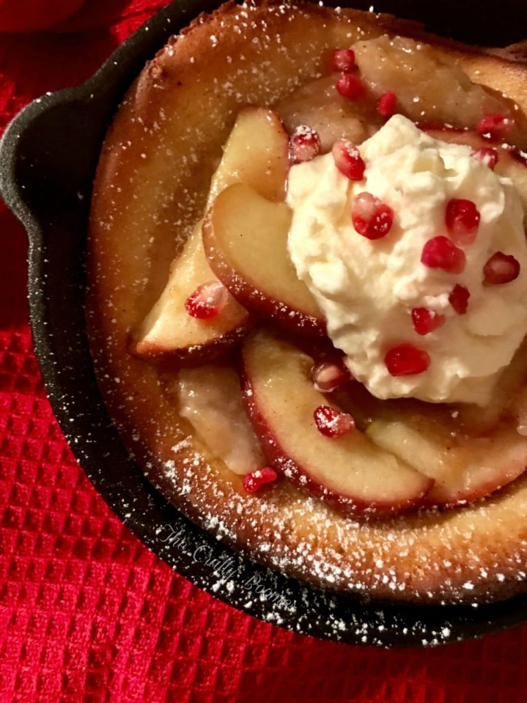 This Dutch baby can make any meal special, it's quick and easy to make. The Apple Pomegranate Dutch Baby can be eaten for brunch, breakfast, dinner or dessert.